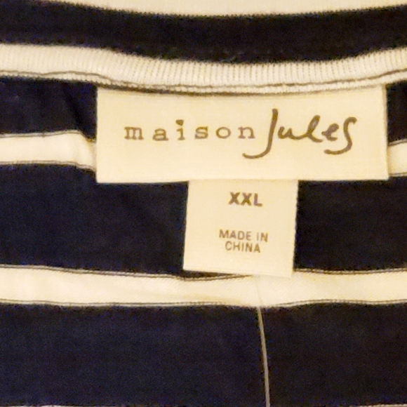 NWT Maison Jules Plus Size Striped Bow Trim Tee - Picture 8 of 8